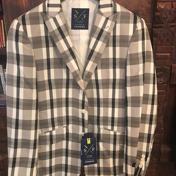 Men's Studio Ferera Suit Coat Creme - Picture 1 of 3